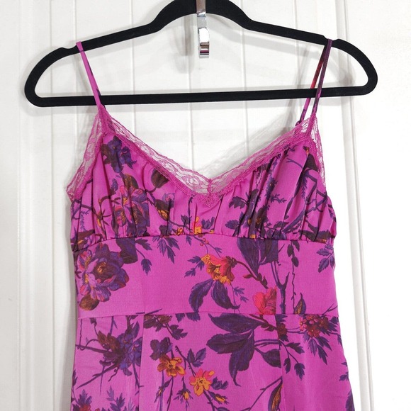 Urban Outfitters Slip Dress Audrey Purple Floral Lace Midi Satin Coquette Size S - Picture 4 of 12